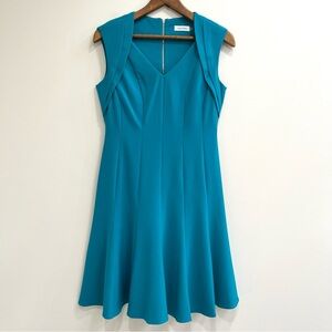 NWT Calvin Klein Turquoise Fit Flare Dress Cap Sleeve Career Size 6